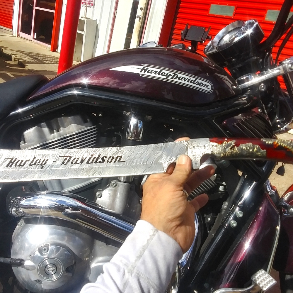 Harley Davidson Damascus steel machete
